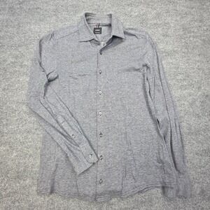 Strellson Button Up Shirt Men's Medium Blue Textured Long Sleeve Cotton